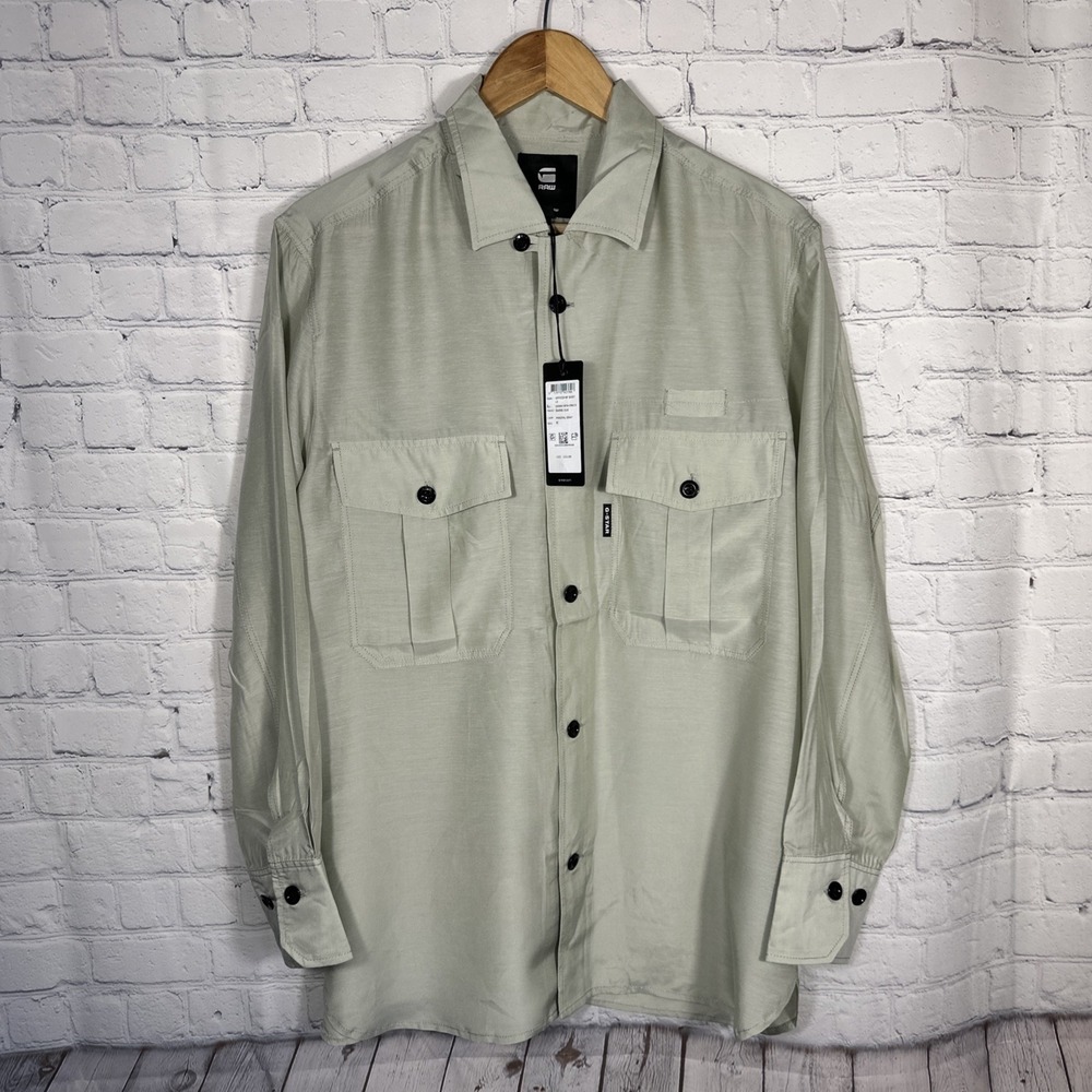 NEW G-STAR RAW Officer Boyfriend Shirt Medium Barre Silk MSRP $260
